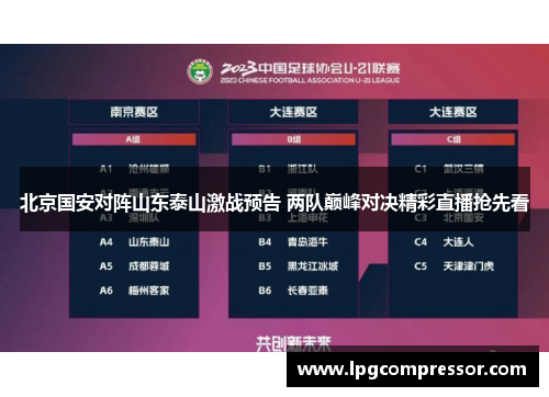 北京国安对阵山东泰山激战预告 两队巅峰对决精彩直播抢先看